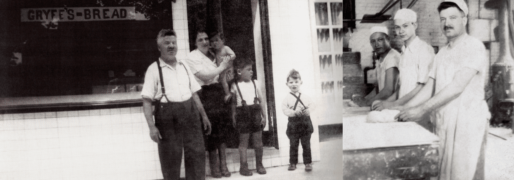 Historical photos of Gryfe's bakery workers